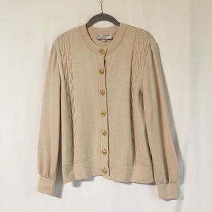 St John Collection Knit Cardigan w/ Gold Buttons